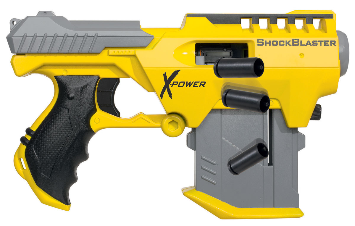 Simba Бластер X-Power цвет желтый серый7210055_желтый, серый Simba Бластер X-Power цвет желтый серый7210055_желтый, серыйКосмический бластер с пистонами X-Power понравится любому мальчишке, который любит играть в войнушки и стрелялки. Яркий бластер обеспечит победы во всех дворовых играх. Ваш ребенок сможет придумывать различные невероятные истории и проигрывать их со своими друзьями, развивая фантазию. Игрушка изготовлена из высококачественной пластмассы. В комплекте имеется 8 пистонов.