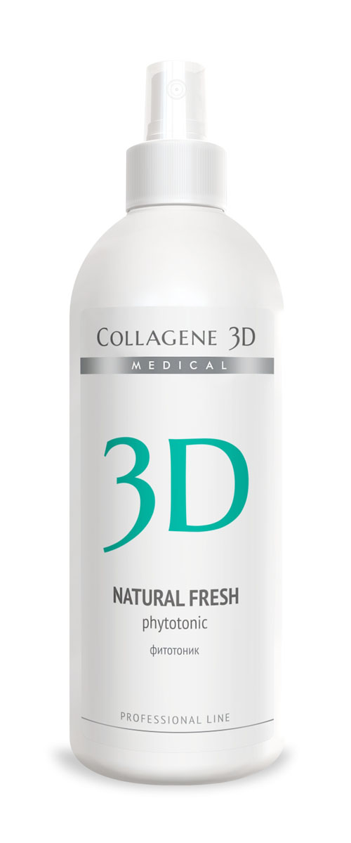 Medical Collagene 3D Фитотоник для лица профессиональный Natural Fresh, 500 мл27003 Medical Collagene 3D Фитотоник для лица профессиональный Natural Fresh, 500 мл27003Фитотоник Natural fresh успокаивает и увлажняет, укрепляет стенки сосудов уменьшая их ломкость, питает кожиу. Экстракт лимона и комплекс фруктовых кислот очищают от загрязнений и остатков макияжа. Тоник не содержит этанола, красителей, отдушек.