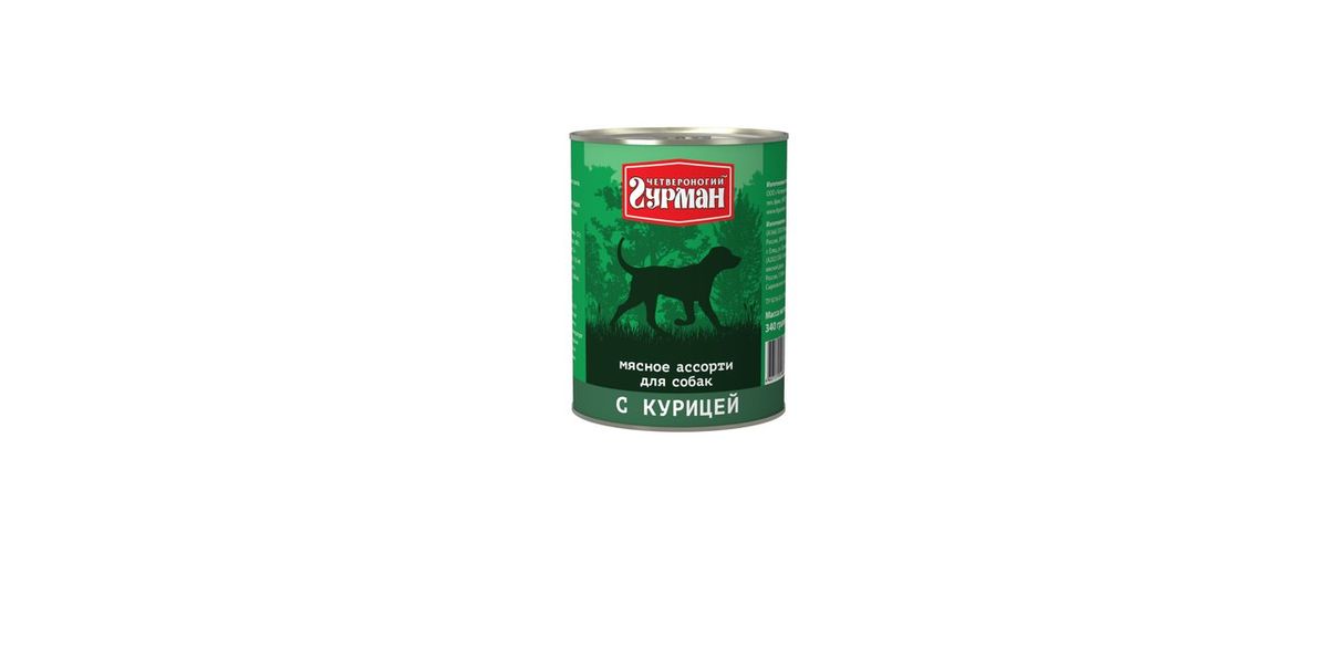 Консервы для собак Четвероногий гурман Мясное ассорти с курицей, 340 г - Четвероногий Гурман103109006 Консервы для собак Четвероногий гурман Мясное ассорти с курицей, 340 г - Четвероногий Гурман103109006Мясное ассорти - влажный мясной корм суперпремиум класса, состоящий из разных сортов мяса и качественных субпродуктов. Ведущая линейка торговой марки Четвероногий гурман. По консистенции продукт представляет собой кусочки из фарша размером 3-15 мм.