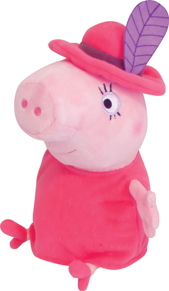Peppa Pig Мягкая игрушка Мама Свинка в шляпе 30 см29625 Peppa Pig Мягкая игрушка Мама Свинка в шляпе 30 см29625Маленьким поклонникам Свинки Пеппы не придется скучать с мягкой игрушкой в виде Мамы Свинки в очаровательной шляпе с пером, как в мультфильме. С ней можно задорно играть, ее приятно обнимать, а спать, обнимая любимую героиню мультфильма, - одно удовольствие: все сны сразу становятся сладкими и безмятежными. Мягкая игрушка Peppa Pig Мама Свинка в шляпе очень приятна на ощупь, так как изготовлена из нежной велюровой ткани и плотно набита. Глазки, носик и ротик выполнены в виде плотной вышивки. Платье и шляпа несъемные.