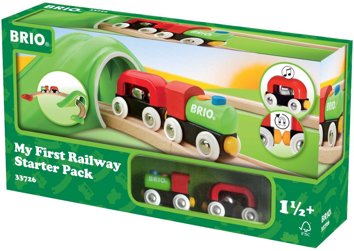 Brio Железная дорога Для самых маленьких33726 Brio Железная дорога Для самых маленьких33726Вашему ребенку обязательно понравится железная дорога Для самых маленьких. В набор входит яркий паровозик с вагончиком, а также элементы железной дороги и мост. Вагончик содержит металлический шарик, который будет забавно звенеть при движении. Паровозик соединяется с вагончиком с помощью магнита. Железные дороги позволяют ребенку не только получать удовольствие от игры, но и развивать пространственное воображение, мелкую моторику и координацию движений. Набор совместим со всеми железными дорогами и паровозиками Brio.