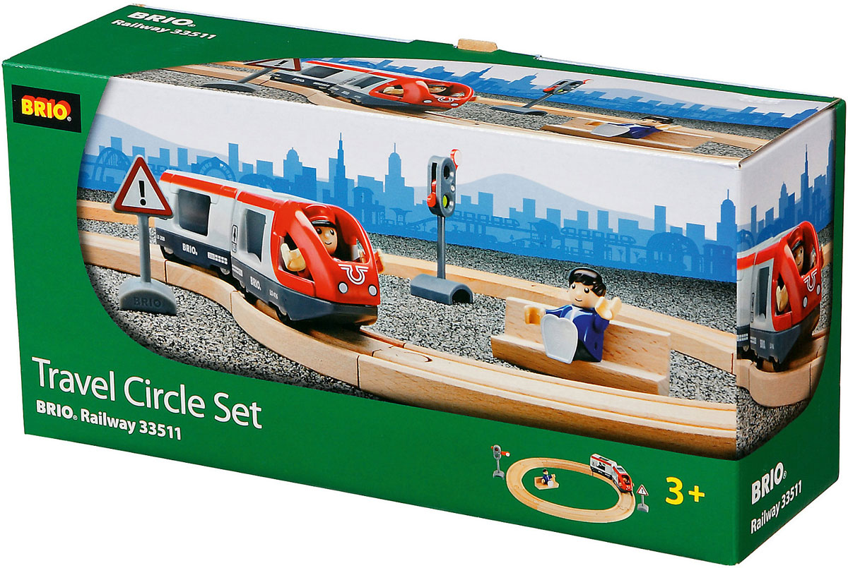 Brio Железная дорога со светофором33511 Brio Железная дорога со светофором33511Вашему ребенку обязательно придется по душе игровой набор Железная дорога со светофором. В набор входят элементы из натурального дерева для сборки железной дороги, фигурки, паровозик с вагоном, светофор и дорожный знак. Фигурку машиниста можно с легкостью пристроить в паровозике, а фигурку пассажира можно посадить на скамейку, или в вагон. С этим набором ребенок может значительно разнообразить игры с железной дорогой. Набор совместим со всеми железными дорогами и паровозиками Brio. Железные дороги позволяют ребенку не только получать удовольствие от игры, но и развивать пространственное воображение, мелкую моторику и координацию движений.