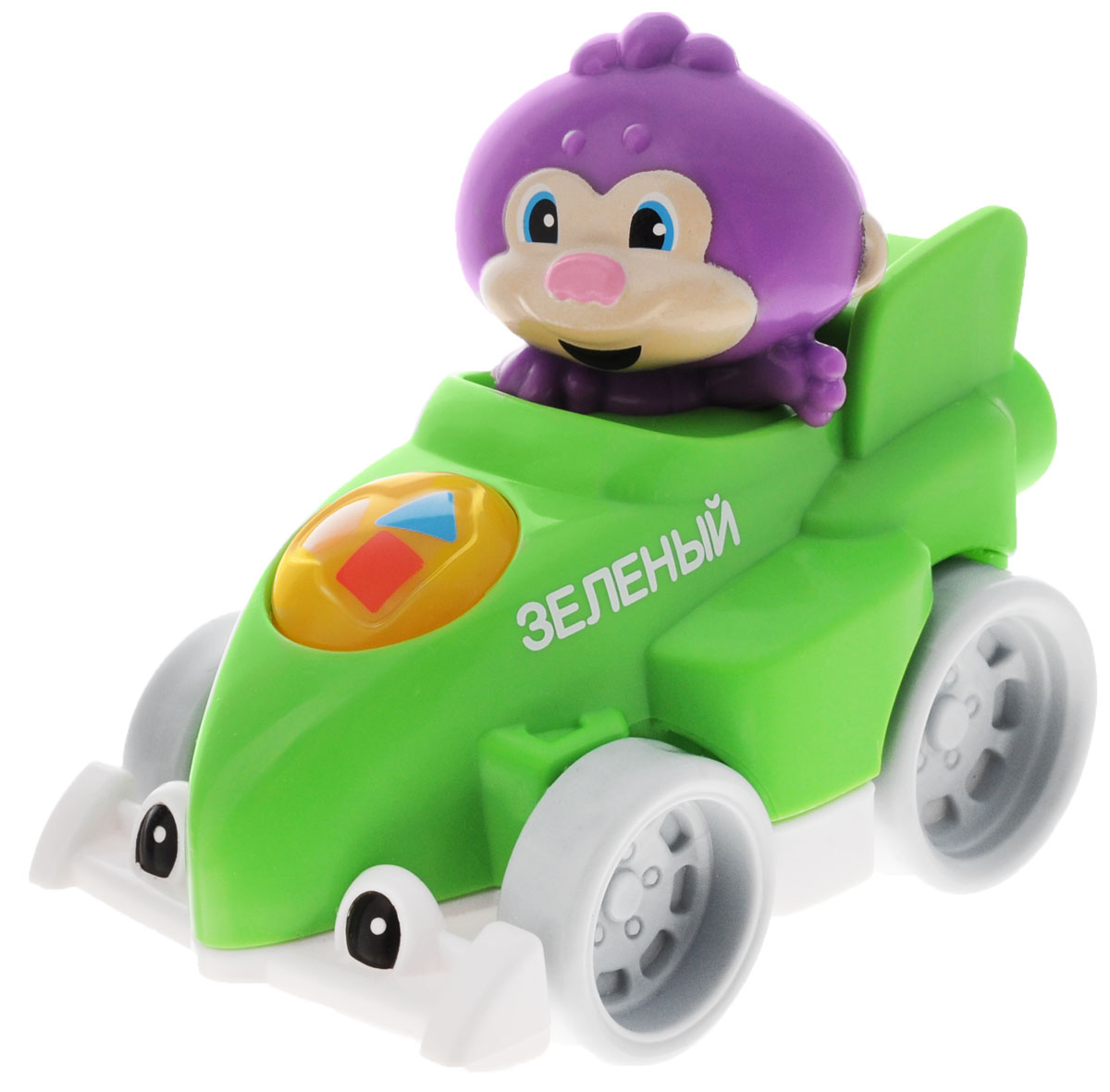 Fisher Price Друзья на гоночных машинках цвет зеленыйDHV43_зеленый Fisher Price Друзья на гоночных машинках цвет зеленыйDHV43_зеленыйИгрушка Друзья на гоночных машинках от Fisher Price надолго займет внимание вашего крохи. Изделие выполнено из безопасного пластика и включает обучающую машинку с фигуркой в виде обезьянки. Игрушка позволит малышу научиться фразам, фигурам, цветам и многому другому. Малыш сможет катать машинку по полу, активируя тем самым обучающие звуки и фразы, что поможет ему понять причинно-следственные связи. Трасса распознает и реагирует на каждого персонажа. Поместите автомобиль на гоночную трассу - трасса распознает его (продается отдельно). Игрушка Fisher-Price Друзья на гоночных машинках развивает цветовое и звуковое восприятие, логическое мышление, воображение и мелкую моторику рук. Рекомендуется докупить батарейку напряжением 1,5V типа ААА (товар комплектуется демонстрационными).