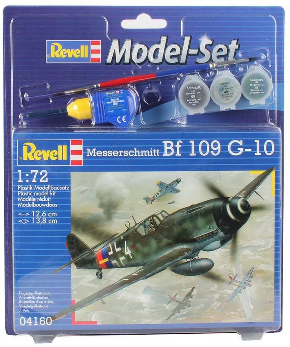 Revell Набор для сборки и раскрашивания Самолет Messerschmitt Bf-109 G-1064160 Revell Набор для сборки и раскрашивания Самолет Messerschmitt Bf-109 G-1064160Набор для сборки и раскрашивания модели Revell Самолет Messerschmitt Bf-109 G-10 поможет вам и вашему ребенку познакомиться с моделизмом и своими руками создать уменьшенную копию одноименного самолета. Messerschmitt Bf.109 - самый известный и самый массовый немецкий истребитель Второй Мировой. За годы войны промышленность Германии произвела 33 984 самолетов данной модели. По показателю массовости Мессер проигрывает только советскому штурмовику Ил-2. Впервые Bf.109 был использован пилотами легиона Кондор во время гражданской войны в Испании. В ходе Второй мировой Мессер широко применялся на всех театрах военных действий. В том числе и на Восточном фронте. Советские пилоты с уважением относились к этой машине и признавали в ней самого опасного воздушного противника. Стоит отметить, что самый результативный летчик Второй мировой немецкий ас Эрих Хартманн пилотировал именно Messerschmitt Bf.109. Набор включает в себя 37 пластиковых элементов для сборки модели, краски 3...