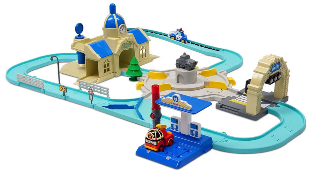 Robocar Poli Игровой набор Мега трек83283 Robocar Poli Игровой набор Мега трек83283Игровой набор Robocar Poli Мега трек позволит вашему малышу погрузиться в мир Робокара Поли, прокатиться по улицам городка Брум и прийти на помощь жителям в разных ситуациях и происшествиях. В этом наборе есть трек, зарядная станция для умных машинок, светофор, здание мэрии, монумент, коннекторы для соединения с другими наборами, 2 умные машинки - Рой и Эмбер. Умные машинки со встроенными аккумуляторами автоматически останавливаются в 5 см от препятствия. При движении машинок их мигалки светятся. Машинки реагируют на работу светофора, и самостоятельно продолжают движение при появлении зеленого света. Движение машинок можно запускать и останавливать с помощью специального пульта-палочки возле зарядной станции. Набор можно соединить с другими наборами этой серии, значительно расширив поле игры. Заселив город другими персонажами-автомобилями, малыш сделает жизнь этого тихого городка поистине нескучной! Для работы пульта управления необходимы 2 батарейки типа...