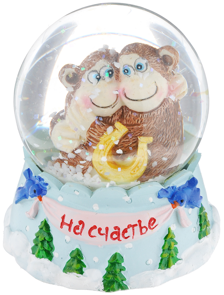 Новогодний водяной шар Sima-land На счастье. Две обезьянки, диаметр 6,5 см1073380 Новогодний водяной шар Sima-land На счастье. Две обезьянки, диаметр 6,5 см1073380Новогодний водяной шар Sima-land На счастье. Две обезьянки прекрасно подойдет для праздничного декора вашего дома. Изделие представляет собой прозрачную сферу с безопасной и нетоксичной жидкостью внутри. Шар помещен на подставку, выполненную из полистоуна и декорированную надписью На счастье. Шар оформлен фигуркой забавных обезьянок. Если потрясти его, то маленькие снежинки и блестки придут в движение, создавая имитацию снегопада. Такой шар поможет вам украсить дом в преддверии Нового года, а также станет приятным подарком, который надолго сохранит память этого волшебного времени года.