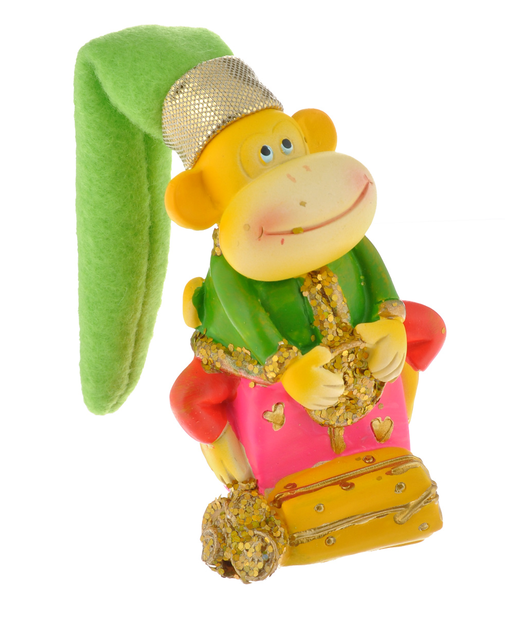 Фигурка декоративная Sima-land Обезьянка в колпаке на подарке, высота 14,7 см1056317 Фигурка декоративная Sima-land Обезьянка в колпаке на подарке, высота 14,7 см1056317Декоративная фигурка Sima-land Обезьянка в колпаке на подарке станет прекрасным дополнением интерьера дома в преддверии Нового года. Фигурка выполнена из полистоуна в виде забавной обезьянки в ярком длинном колпаке, сидящей на подарке. В год Обезьяны такой символ будет как раз актуален, стоит расположить его на самой видной полочке, чтобы он привлекал внимание. Оригинальный дизайн и красочное исполнение создадут праздничное настроение. Кроме того, это отличный вариант подарка для ваших близких и друзей.