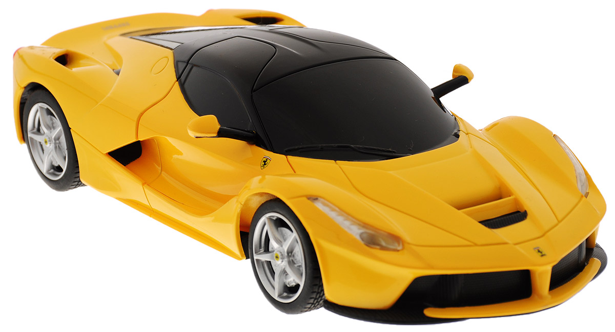 Rastar Радиоуправляемая модель Ferrari LaFerrari цвет желтый48900 Rastar Радиоуправляемая модель Ferrari LaFerrari цвет желтый48900Радиоуправляемая модель Rastar Ferrari LaFerrari станет отличным подарком любому мальчику! Все дети хотят иметь в наборе своих игрушек ослепительные, невероятные и крутые автомобили на радиоуправлении. Тем более, если это автомобиль известной марки с проработкой всех деталей, удивляющий приятным качеством и видом. Одной из таких моделей является автомобиль на радиоуправлении Rastar Ferrari LaFerrari. Это точная копия настоящего авто в масштабе 1:24. Возможные движения: вперед, назад, вправо, влево, остановка. Имеются световые эффекты. Пульт управления работает на частоте 40 MHz. Для работы игрушки необходимы 3 батарейки типа АА (не входят в комплект). Для работы пульта управления необходимы 2 батарейки типа АА (не входят в комплект).