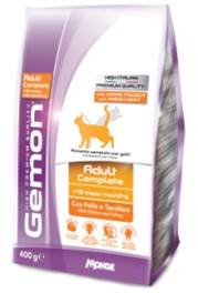 Корм Gemon Cat для взрослых кошек с курицей и индейкой 400 г70297004 Корм Gemon Cat для взрослых кошек с курицей и индейкой 400 г70297004Полнорационное питание для кошек от 1 до 10 лет. Оптимальное соотношение жирных кислот омега-3 и омега-6 улучшает здоровье кожи и шерсти. ФОС и МОС регулируют баланс кишечной бактериальной флоры животного и обеспечивают правильную работу пищеварительной системы. Хорошо усваиваемая формула корма содержит Юкку Шидигера, которая помогает уменьшить запах фекалий. Низкое содержание магния и нейтральный Ph обеспечивают профилактику мочекаменных заболеваний. Не содержит искусственных красителей и консервантов. Условия хранения: в прохладном темном месте