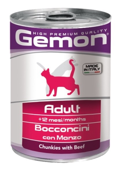 Консервы Gemon Cat для кошек, с кусочками говядины, 415 г70300704 Консервы Gemon Cat для кошек, с кусочками говядины, 415 г70300704Консервы Gemon Cat для кошек. Важно, чтобы животное всегда имело доступ к чистой, свежей воде. Взрослой кошке необходимо 250 г продукта в день, суточную норму разделить на 2-3 приема пищи. Подавать корм комнатной температуры или подогретый. Состав: сырой белок 8,5%, сырые масла и жиры 6,0%, сырая клетчатка 0,5%, сырая зола 2,7%, влажность 80%. Витамины и добавки/кг: витамин А 1200 МЕ, витамин D3 160 МЕ, витамин Е (альфа-токоферол ацетат) 5 мг. Мясо и мясные субпродукты 45% (говядины 5%), злаки, яйца, минеральные вещества. Технологические добавки: загустители и желеобразующие компоненты. Товар сертифицирован.
