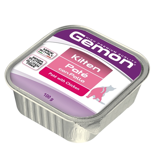Консервы для кошек Gemon, паштет с курицей, 100 г70300803 Консервы для кошек Gemon, паштет с курицей, 100 г70300803Консервы Gemon - это сбалансированное, полноценное питание, необходимое для здорового роста и правильного развития котят до 12 месяцев. Его нежная текстура идеально подходит для неокрепших зубов котенка и облегчает переход с материнского молока на твердую пищу. Этот аппетитный паштет приготовлен из высококачественных продуктов, насыщенных витаминами, минералами и белками и может включаться в суточный рацион взрослых кошек в периоды беременности и лактации. Корм легко усваивается и не вызывает расстройств пищеварения. С консервами Gemon для котят ваш маленький питомец будет полон энергии и готов к новым интересным открытиям! Состав: мясо и мясные субпродукты - 80% (из них курицы мин. - 20%), минеральные вещества. Добавки (на 1 кг): витамин А - 3000 МЕ, витамин D3 - 200 МЕ, витамин Е (альфа-токоферол ацетат) - 6 мг, таурин 500 мг. Товар сертифицирован.