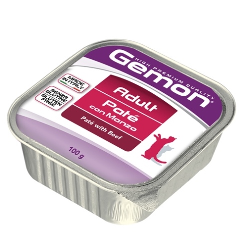 Консервы Gemon Cat, для кошек, паштет с говядиной, 100 г70300827 Консервы Gemon Cat, для кошек, паштет с говядиной, 100 г70300827Сырой белок 8,5%, сырые масла и жиры 6,0%, сырая клетчатка 0,4%, сыря зола 1,5%, влажность 80%. Мясо и мясные субпродукты 80% (из них говядины мин. 10%), минеральные вещества. Технологические добавки: загустители и желеобразующие компоненты. Витамины и добавки/кг: витамин А 2500 МЕ, витамин D3 250 МЕ, витамин Е (альфа-токоферол ацетат) 10 мг. Подавать корм комнатной температуры или подогретый. Важно, чтобы животное всегда имело доступ к чистой, свежей воде. Взрослой кошке необходимо 400 г продукта в день, суточную норму разделить на 2-3 приема пищи. Товар сертифицирован.