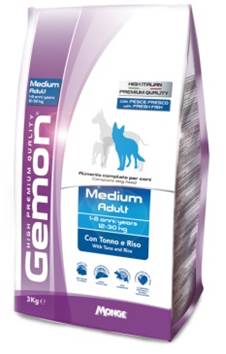 Корм Gemon Dog Medium для взрослых собак средних пород тунец с рисом 15 кг70386104 Корм Gemon Dog Medium для взрослых собак средних пород тунец с рисом 15 кг70386104Полнорационный корм для собак на основе тунца и риса. Специально разработан для ежедневного кормления взрослых собак средних пород (12-30 кг) с нормальной физической активностью в возрасте 1-8 лет. Условия хранения: в прохладном темном месте