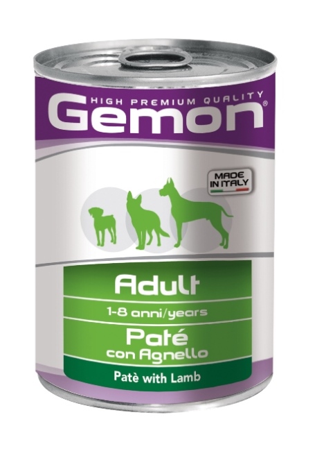 Консервы Gemon Dog для собак паштет ягненок 400 г70387811 Консервы Gemon Dog для собак паштет ягненок 400 г70387811Гарантированный анализ: Сырой белок 8,0%, сырые масла и жиры 6,5%, сырая клетчатка 0,3%, сырая зола 1,5%, влажность 80%. Витамины и добавки/кг: витамин А 2500 МЕ, витамин D3 250 МЕ, витамин Е (альфа-токоферол ацетат) 10 мг.Мясо и мясные субпродукты 80% (ягненок 9,5%), минеральные вещества. Технологические добавки: загустители и желеобразующие компоненты. Подавать корм комнатной температуры или подогретый. Важно, чтобы животное всегда имело доступ к чистой, свежей воде. Суточная норма составляет 40-50 г продукта на каждый кг веса животного. Условия хранения: в прохладном темном месте