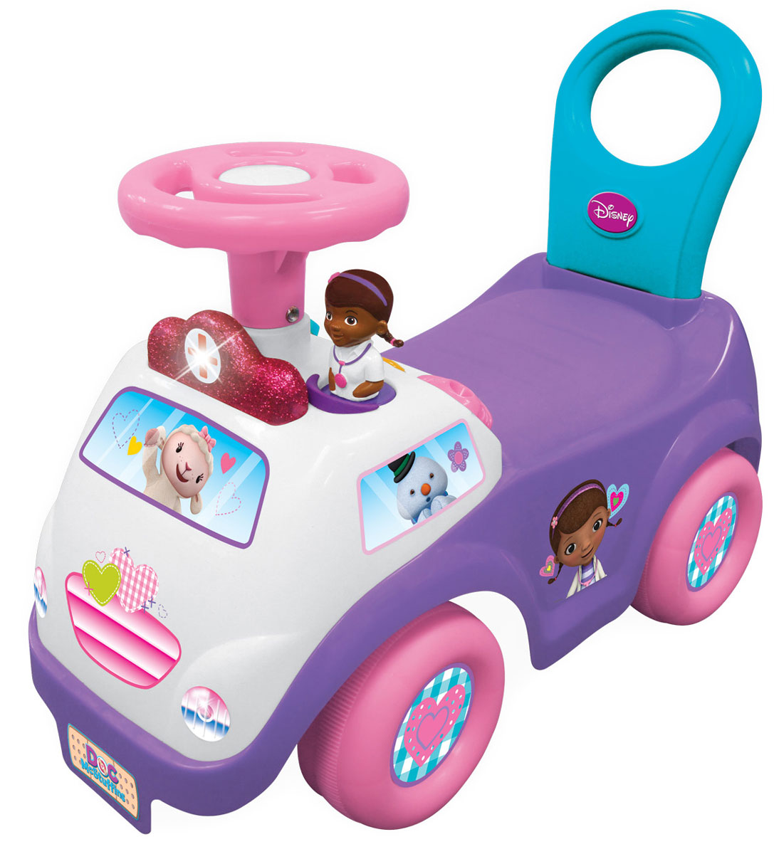 Kiddieland Каталка-пушкар Доктор Макстаффин KID 050211KID 050211 Kiddieland Каталка-пушкар Доктор Макстаффин KID 050211KID 050211Веселая музыка доктора МакСтафена и мигающие огоньки порадует малыша • Поверните ключ зажигания и переключите передачи, чтобы услышать звук разгона двигателя! • Автомобильный гудок и руль для настоящей радости вождения!