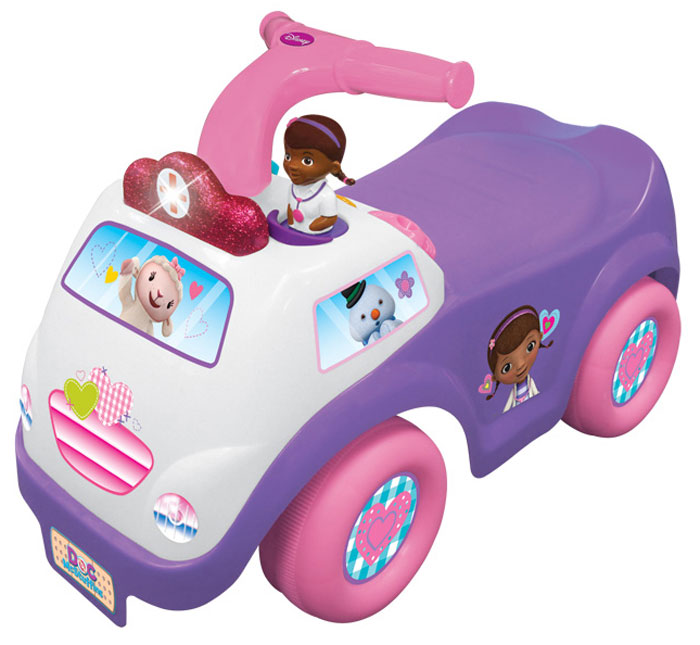 Kiddieland Каталка Доктор МакСтаффинKID 051409 Kiddieland Каталка Доктор МакСтаффинKID 051409Каталка Kiddieland Доктор МакСтаффин станет замечательным транспортным средством для ребенка от 1 года. Милый и интересный автомобиль с настоящим круглым рулем исполнен в стиле известного одноименного мультфильма студии Disney. Изготовлена каталка из прочного и яркого пластика. На панели управления размещены музыкальные кнопки и рычаги управления. При нажатии на кнопки, игрушка воспроизводит разные звуки и мелодии. Поверните ключ зажигания и переключите передачи, чтобы услышать звук разгона двигателя! Для того чтобы покататься, ребенку достаточно просто сесть на сиденье и, отталкиваясь ногами, катиться вперед. Помимо игровых функций игрушка развивает мышцы ног, вестибулярный аппарат, координацию движений. Ваш ребенок будет в восторге от такого подарка! Рекомендуется докупить 2 батарейки напряжением 1,5V типа АА (товар комплектуется демонстрационными). Вес ребенка не должен превышать 25 кг. Каталка предназначена для детей в возрасте от одного...