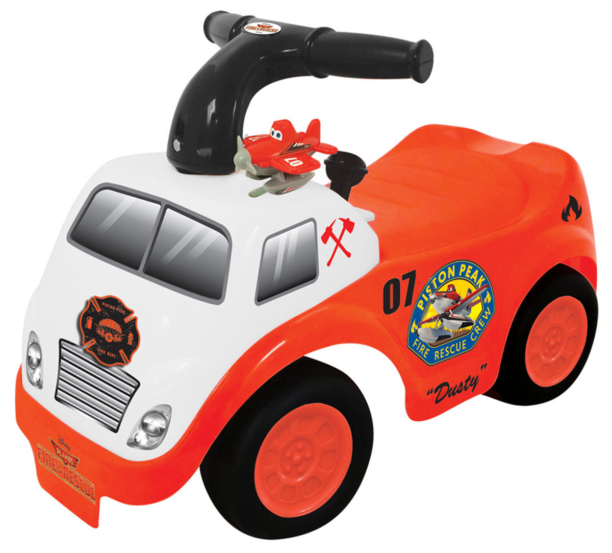 Kiddieland Каталка-пушкар ДастиKID 052613 Kiddieland Каталка-пушкар ДастиKID 052613В процессе катания на каталке-пушкаре Kiddieland Дасти ребёнок не только весело проведет время на свежем воздухе, разъезжая по двору на огромной скорости, но и значительно разовьет мускулатуру ног, ведь ему предстоит отталкиваться ногами, чтобы каталка двигалась по дороге. А яркий дизайн изделия и изображения любимого персонажа мультика Самолеты Дасти станет дополнительным преимуществом при выборе этого изделия. Особенности: Каталка выполнена по сюжету популярного диснеевского мультфильма Самолеты и дополнена декоративной фигуркой персонажа по имени Дасти. Широкие колеса каталки позволяют быстро развивать скорость и преодолевать любые препятствия на пути. На руле расположены функциональные кнопочки, которые при нажатии могут проигрывать весёлые мелодии, имитировать шум работы самолёта и светиться разноцветными огоньками. Каталка ездит по поверхности благодаря тому, что ребёнок отталкивается ногами. Во время...