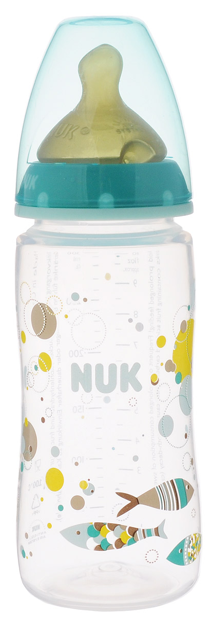 NUK Бутылочка для кормления First Choice c латексной соской от 0 до 6 месяцев 300 мл цвет бирюзовый10741226_бирюзовый NUK Бутылочка для кормления First Choice c латексной соской от 0 до 6 месяцев 300 мл цвет бирюзовый10741226_бирюзовыйБутылочка для кормления NUK First Choice идеально подойдет для кормления малыша в возрасте от 0 до 6 месяцев. Бутылочка изготовлена из высококачественного прочного и безопасного пластика и не содержит Бисфенол-А. Широкое горлышко обеспечивает более легкое наполнение и очищение бутылочки, а широкое основание делает бутылочку устойчивой. Специальный воздушный клапан Nuk Air System выравнивает давление в бутылочке и снижает риск возникновения колик, вызванных вредным заглатыванием воздуха. Ортодонтическая латексная соска, имитирующая сосок матери в момент кормления грудью, оптимально подходит по форме для ротовой полости младенца. Бутылочка имеет приталенную форму, благодаря чему хорошо лежит в руке, а защитный колпачок позволяет сохранить соску чистой и уберегает от проливания. На стенке бутылочки находится мерная шкала. Бутылочка оформлена ярким рисунок с забавными божьими коровками, который привлечет внимание крохи.