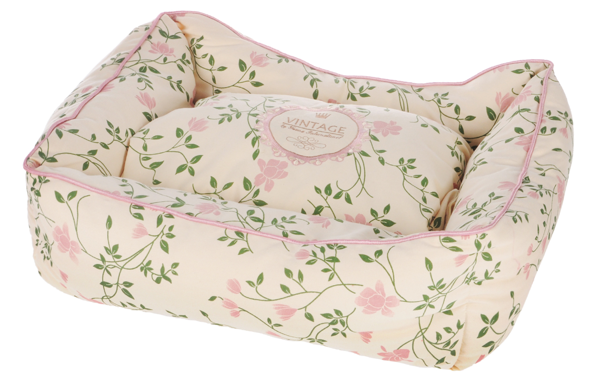 Лежак для собак и кошек Fauna Infinity Pink, цвет: бежевый, розовый, зеленый, 50 см х 40 см х 20 смFIDB-9025 Лежак для собак и кошек Fauna Infinity Pink, цвет: бежевый, розовый, зеленый, 50 см х 40 см х 20 смFIDB-9025Лежак Fauna Infinity Pink предназначен для собак мелких пород и кошек. Выполнен из износостойкого хлопка с цветочным принтом в винтажном стиле. Изделие украшено кантом и вышивкой. Наполнитель выполнен из полиэфирного волокна. Лежак очень удобный и уютный и оснащен высокими бортиками. Ваш любимец сразу же захочет забраться на лежак, там он сможет отдохнуть и подремать в свое удовольствие. Компактные размеры позволят поместить лежак, где угодно, а приятная цветовая гамма сделает его оригинальным дополнением к любому интерьеру.
