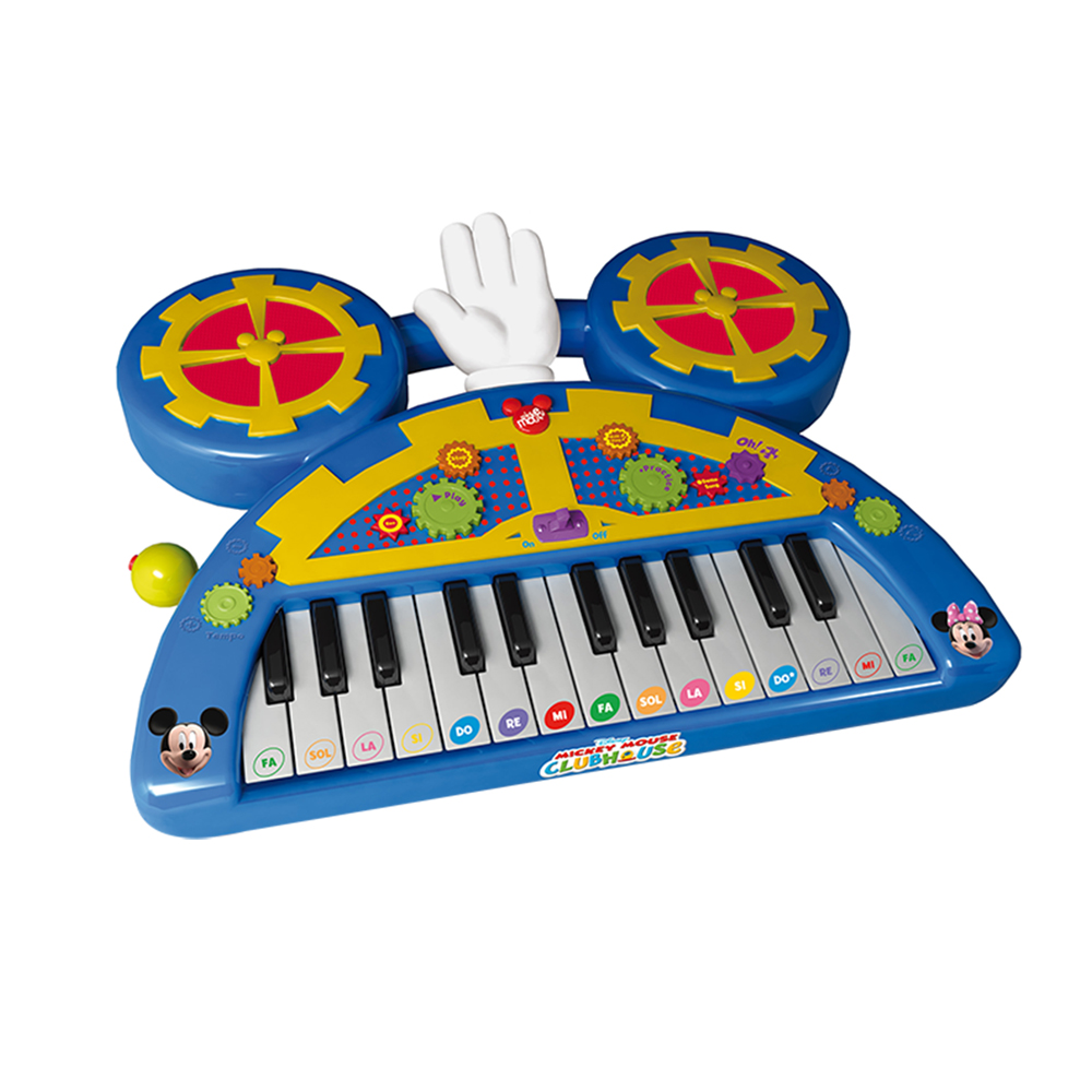 Пианино 180147 Mickey Mouse с батарейками в коробке180147 Пианино 180147 Mickey Mouse с батарейками в коробке180147Включает в себя 8 разделов: запись и воспроизведение, функция предварительно записанных популярных мелодий, 6 инструментальных звуков, 6 ритмов и ударных звуков. В наборе к пианино прилагается 4 карточки с нотами, в которых указано в какой последовательности следует нажимать клавиши, что бы получить определённую мелодию. На клавишах есть дополнительное обозначениев виде цветных стикеров, которые помогут ребёнку ориентироваться и выполнять задания из карточек.