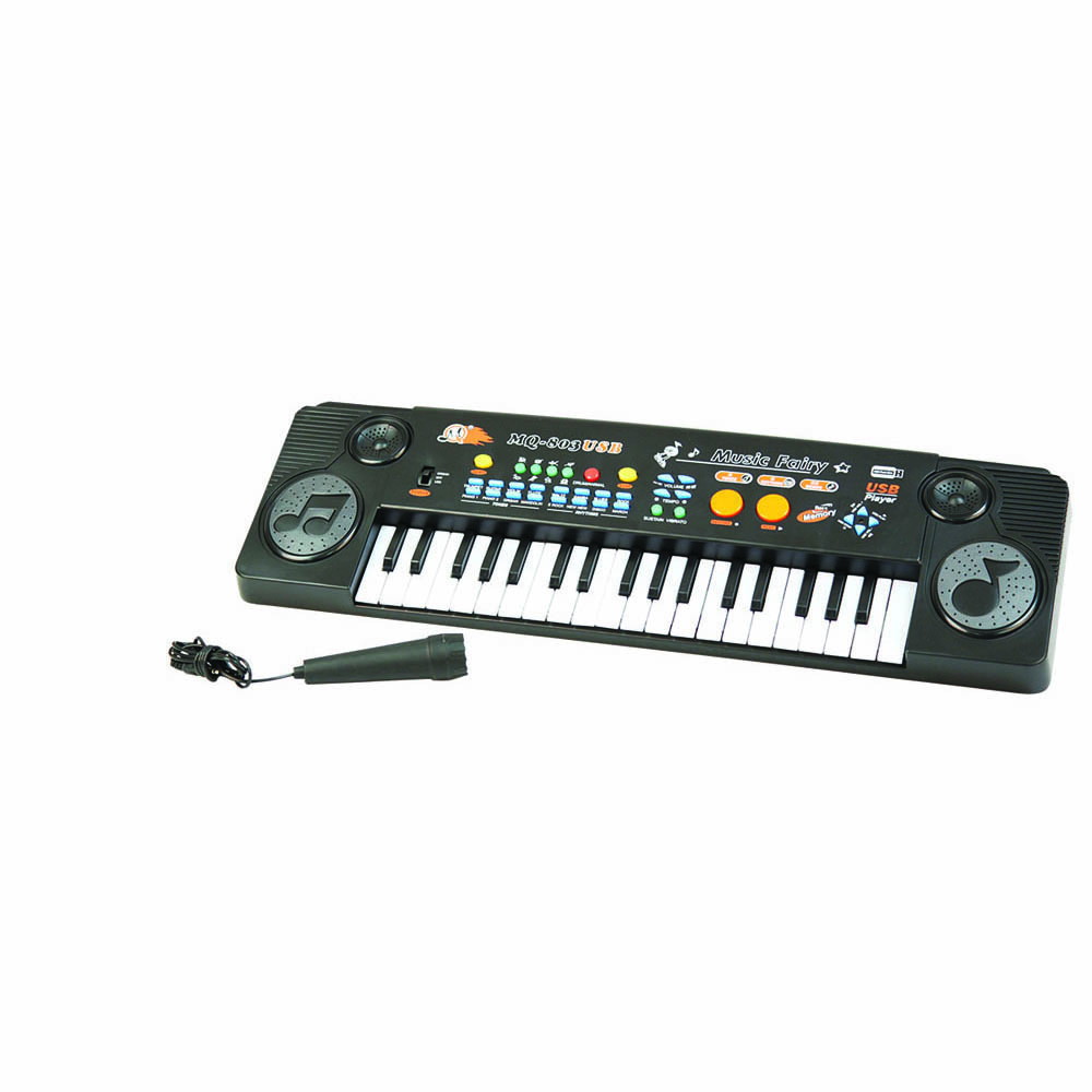 Пианино MQ-803USB с микрофоном и MP3MQ-803USB Пианино MQ-803USB с микрофоном и MP3MQ-803USBМузыкальные таланты нужно развивать с самых первых лет. Поэтому и первые музыкальные инструменты у крохотных гениев могут появляться очень рано. Такое пианино, работающее с помощью четырех батареек вида АА 1,5V, обрадует любого малыша! В комплекте микрофон, есть USB и MP3.
