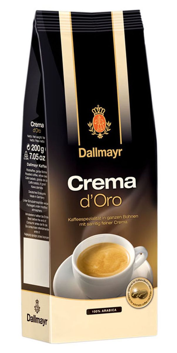 Dallmayr Crema dOro кофе в зернах, 200 г527200000 Dallmayr Crema dOro кофе в зернах, 200 г527200000Crema dOro - это тщательно подобранная композиция благородных кофейных зерен и щадящая обжарка дают нежную бархатную пенку и сбалансированный аромат. Средняя степень обжарки зерна, в составе - 100% арабика.