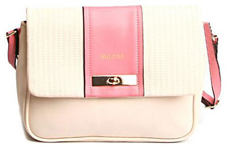 Сумка женская Milana, цвет: кремовый, розовый. 151642-1-143151642-1-143 Сумка женская Milana, цвет: кремовый, розовый. 151642-1-143151642-1-143Элегантная сумка Milana выполнена из искусственной кожи. Изделие декорировано отсрочкой и вставкой другого цвета. Сумка закрывается клапаном на застежку-вертушку и дополнительно на застежку-молнию. На лицевой стороне изделия - один втачной карман на застежке-молнии. Внутри - одно большое вместительное отделение. Также внутри - один втачной карман на застежке-молнии и два небольших накладных кармана для телефона и разных мелочей. Изделие оснащено удобным плечевым ремнем, который регулируется по длине. В этом сезоне этот модный аксессуар поможет вам быть в тренде!