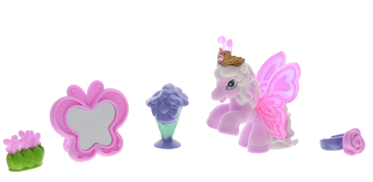 Filly Игровой набор Бабочка ValentinaValentina/astM770138-3850 Filly Игровой набор Бабочка ValentinaValentina/astM770138-3850Игровой набор Filly Бабочка Valentina придется по вкусу вашей дочурке, ведь все девочки обожают волшебных лошадок Filly! Набор включает фигурку лошадки-бабочки Valentina, пианино для лошадки, зеркало в форме бабочки, 2 цветочных букета, кольцо для девочки, а также карточку персонажа и красочный буклет. Фигурка выполнена из прочного пластика и покрыта мягким флоком. У лошадки есть яркие полупрозрачные крылья, оформленные множеством сверкающих блесток. Помимо крылышек бабочки, от обычных лошадок Филли отличаются также небольшими антеннами и короной со сверкающим кристаллом Swarovski на голове. Ваша дочурка с удовольствием будет играть с этим набором и устраивать настоящие волшебные приключения в мире лошадок-бабочек Filly!