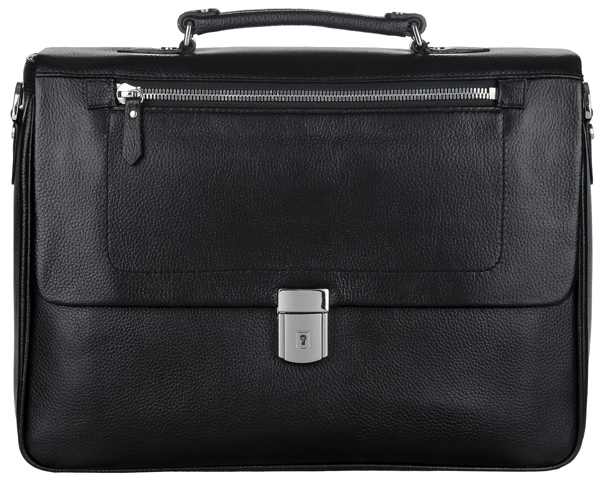 Портфель мужской Fabretti, цвет: черный. LRB100LRB100-black Портфель мужской Fabretti, цвет: черный. LRB100LRB100-blackСтильный мужской портфель Fabretti выполнен из натуральной кожи с зернистой фактурой, оформлен металлической фурнитурой. Изделие закрывается клапаном на замок-защелку и дополнительно ключом (входит в комплект). Изделие имеет одно основное отделение, внутри которого расположен мягкий карман для планшета с хлястиком на липучке, два накладных кармана и врезной карман на застежке-молнии. Снаружи, на лицевой стенке портфеля под клапаном, расположен накладной карман, а на клапане - врезной карман на застежке-молнии. На тыльной стенке изделия расположен врезной карман на застежке-молнии. Изделие дополнено практичной ручкой и съемным плечевым ремнем, длина которого регулируется при помощи пряжки. Стильный и практичный мужской портфель Fabretti выгодно дополнит ваш деловой образ.