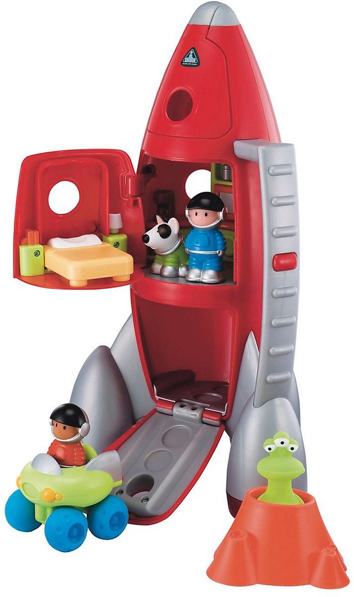 ELC Игровой набор Ракета134299 ELC Игровой набор Ракета134299Потрясающий игровой набор Ракета в стиле ретро с тремя открывающимися дверцами. Нажми на кнопку, и ты услышишь обратный отчет перед стартом и реалистичные звуки взлетающей ракеты. Самый верхний отсек ракеты оборудован циферблатами и радаром, в нем располагаются космонавты, которые контролируют космический полет, за дверью основного отсека ракеты есть все необходимое для долгих космических путешествий и отдыха экипажа, спальня и кухня с микроволновой печью, тостер и кофеварка с кружками. Поднимите кровать, что бы найти туалет. В грузовом отсеке расположен луноход для исследования местности других планет. Экипаж сопровождает собака космонавт и инопланетный друг. В комплекте: 1 ракета со светом и звуком (фразы на английском языке), 2 астронавта, 1 собака-космонавт, 1 луноход, 1 инопланетянин в кратере. Набор развивает воображение вашего ребенка, повышает способность мыслить, создавать новые образы и фантазировать, побуждает ребенка исследовать и понимать...