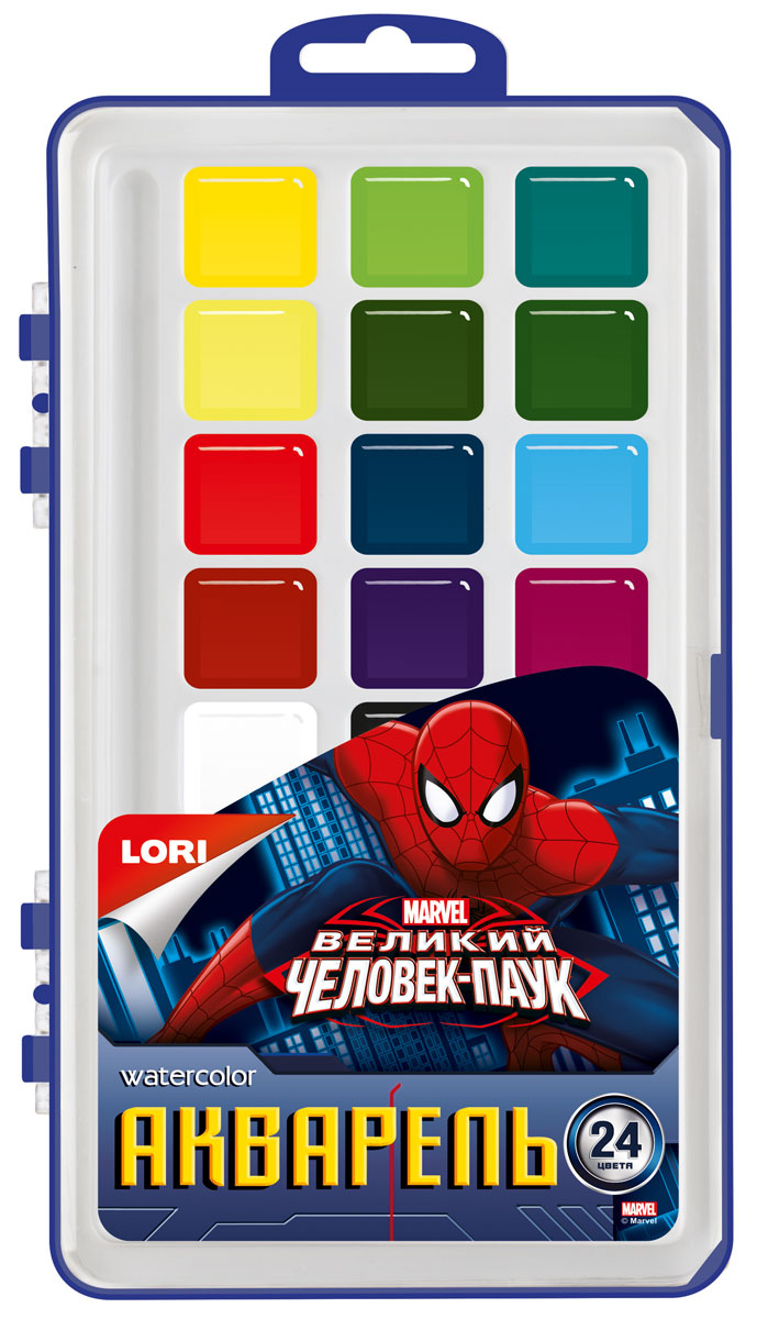 Lori Акварель MARVEL в пластике Человек-паук. 24 цвАкд-008 Lori Акварель MARVEL в пластике Человек-паук. 24 цвАкд-008От 3 лет