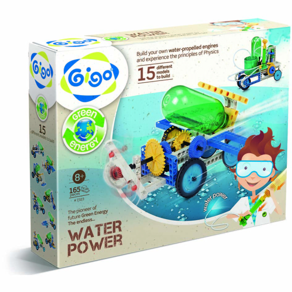 Gigo Конструктор Water power (Гиго. Энергия воды)7323 Gigo Конструктор Water power (Гиго. Энергия воды)7323Конструктор Gigo Water power (Гиго. Энергия воды) - научно-познавательный конструктор, сооружения которого работают от энергии воды. В наборе есть 165 деталей, из которых легко собрать 15 гидропневматических моделей. В инструкции пользователя, схемы сборки для каждой модели, полезная информация про компоненты гидросистемы, процесс превращения энергии воды в электрическую.