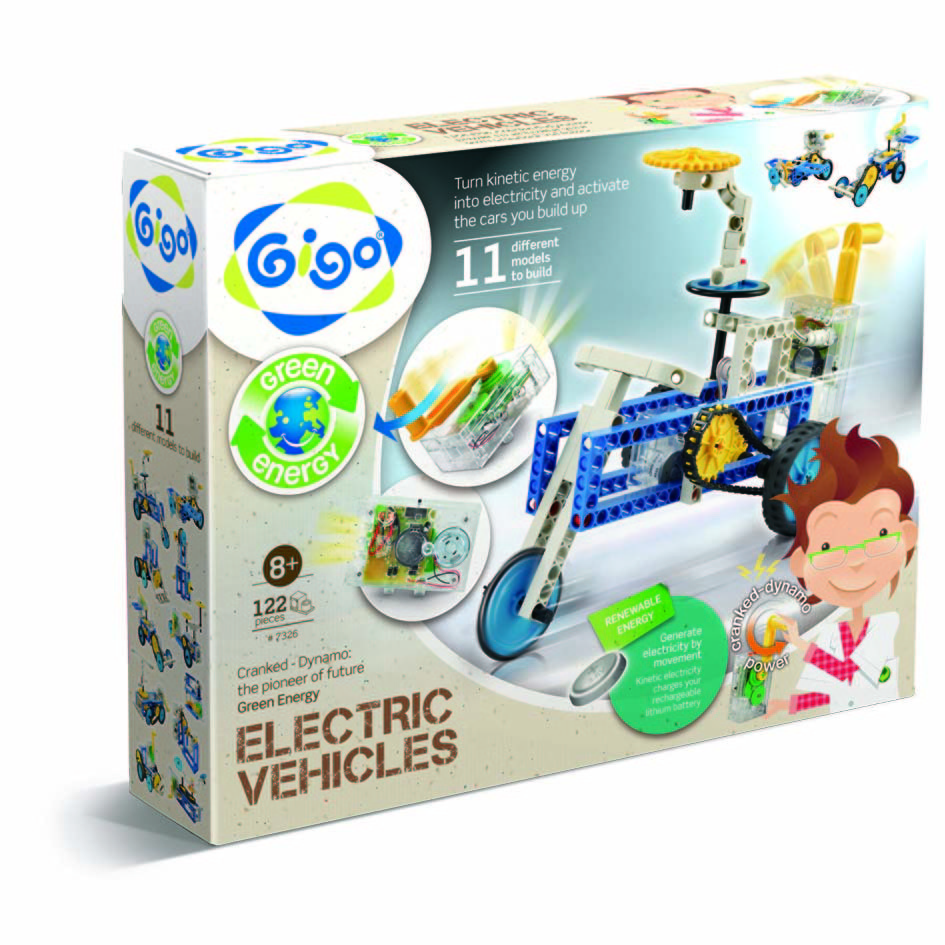 Gigo Конструктор Electric venicle (Гиго. Электрические машины)7326 Gigo Конструктор Electric venicle (Гиго. Электрические машины)7326Конструктор Gigo Electric venicle (Гиго. Электрические машины) - научно-познавательный конструктор, позволяющий ребенку собрать модели, работающие от электрической энергии. Состоит из 122 деталей, из которых можно собрать 11 моделей. Для начала движения модели необходимо зарядить ее аккумулятор, покрутив ручку динамо-машины. Динамо-машину можно использовать и как фонарик, которому не требуются батарейки.
