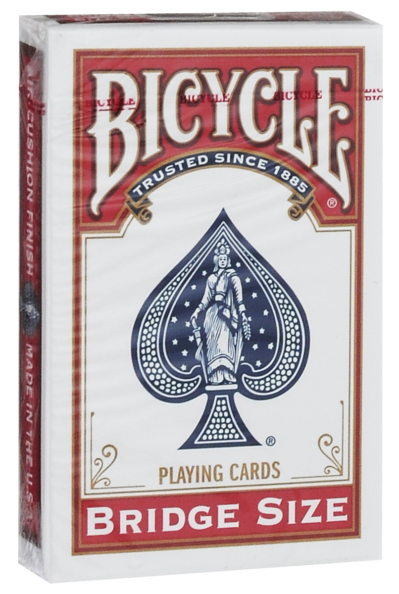 Карты игральные Bicycle Bridge, цвет: красныйК-080 Карты игральные Bicycle Bridge, цвет: красныйК-080Bicycle Bridge - карты Bicycle Rider Back бриджевого размера (на 0.5 см уже по ширине в отличие от покерного размера).