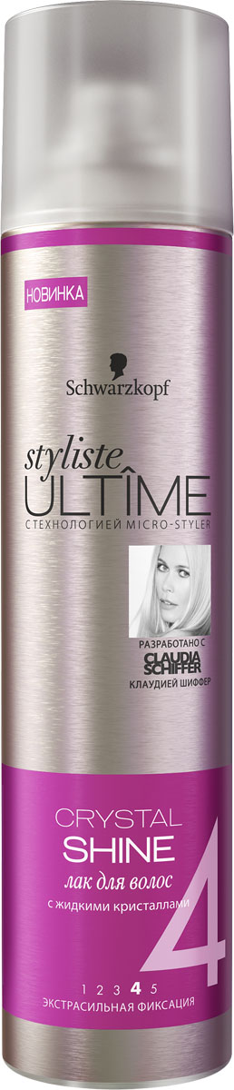 STYLISTE ULTIME Лак Crystal Shine, 300 мл934290205 STYLISTE ULTIME Лак Crystal Shine, 300 мл934290205Styliste ULTIME с эксклюзивной технологией micro-styler – это роскошные средства для укладки, обеспечивающие безупречную фиксацию и исключительно стойкие эффекты для неординарных решений, достойных вашего стиля! Создайте неотразимый образ с помощью styliste ULTIME. Откройте для себя секрет красоты от Клаудии Шиффер. Styliste Ultime CRYSTAL SHINE: -24 часа сверхсильной фиксации и долгоиграющий блеск. -Формула с жидкими кристаллами и эффектом антистатика придает волосам гламурный блеск,укрощает непослушные электризованные волосы -Без склеивания
