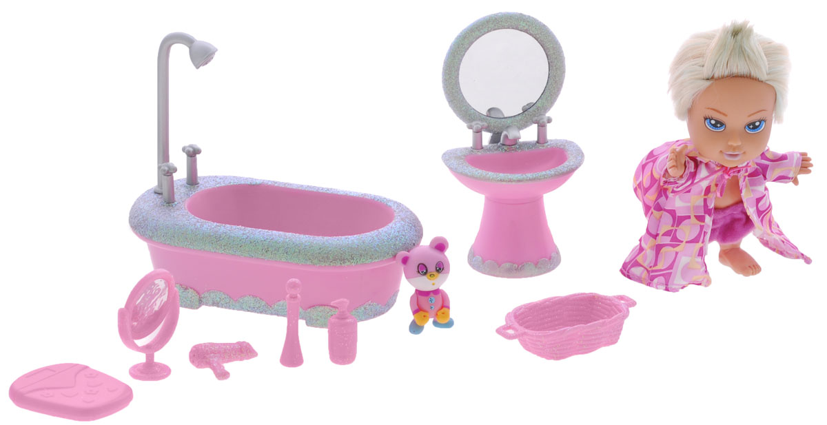 Simba Игровой набор с куклой Baby Starz5034035 Simba Игровой набор с куклой Baby Starz5034035Стильная малышка Baby Starz готова принять ванну. Для этого у нее есть шикарные и гламурные аксессуары, украшенные блестками. На кукле яркий халатик с капюшоном на завязочках, который легко можно снять и розовые шортики. В комплекте также есть питомец куколки. Среди аксессуаров не только сама ванна с душем, но и умывальник с зеркальцем. Куклы, пожалуй, самые популярные игрушки в мире. Девочки обожают играть с ними, отправляясь в сказочную страну грез. Порадуйте свою малышку таким великолепным подарком!