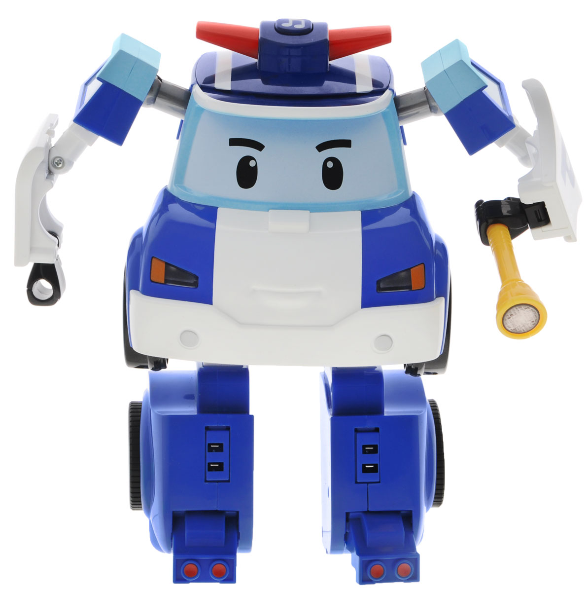 Robocar Poli Робот-трансформер на радиоуправлении Поли83185 Robocar Poli Робот-трансформер на радиоуправлении Поли83185Робот-трансормер на радиоуправлении Поли непременно понравится вашему ребенку. Он выполнен в виде полицейской машинки-робота Поли - персонажа мультфильма Robocar Poli. У робота подвижные руки и ноги. В комплект с ним входят: фонарик, полицейская дубинка, бензопила и дрель. Поли может трансформироваться в машинку. В форме машинки он может управляться с пульта. Поли-машинка при помощи пульта управления может двигаться вперед, назад, поворачивать влево и вправо, включать передние фары, звук сирены и мелодии. Робот-машинка Поли непременно наведет порядок в городке Брумстаун. Порадуйте своего малыша таким замечательным подарком! Необходимо докупить 7 батареек напряжением 1,5V типа ААА (не входят в комплект).