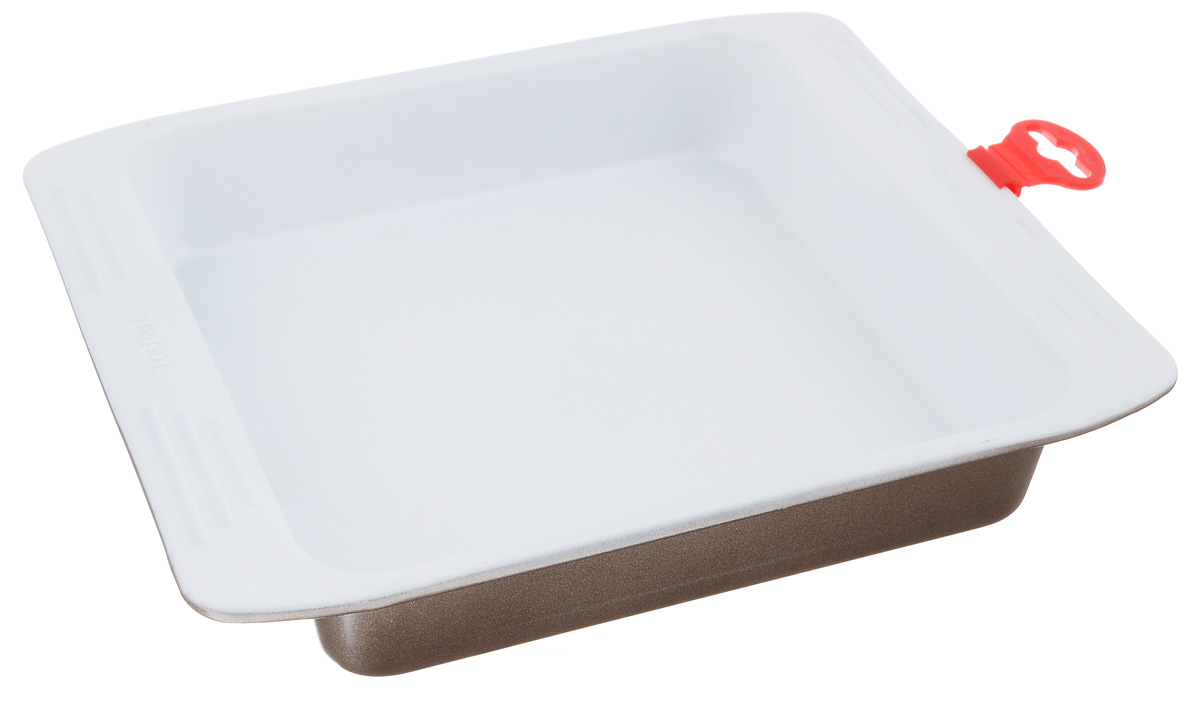 Форма для пирога Tefal EasyGrip, квадратная, с керамическим покрытием, 20 см х 20 см2100083290 Форма для пирога Tefal EasyGrip, квадратная, с керамическим покрытием, 20 см х 20 см2100083290Форма для пирога Tefal EasyGrip изготовлена из алюминиевого сплава с антипригарным керамическим покрытием. Изделие не содержит кадмия и свинца, а также вредной примеси PFOA, оно абсолютно экологично и безопасно для здоровья. Керамическое покрытие обладает высокой прочностью, пища не пригорает и не прилипает к стенкам, готовые блюда легко вынимаются из формы. Форма идеальна для приготовления различных пирогов, запеканок, мясных и рыбных блюд. Изделие можно использовать в духовке при температуре до +230°С. Рекомендуется ручная чистка. Внутренний размер формы: 20 см х 20 см. Внешний размер формы (с учетом бортиков): 27 см х 23 см. Высота стенки: 4,5 см.
