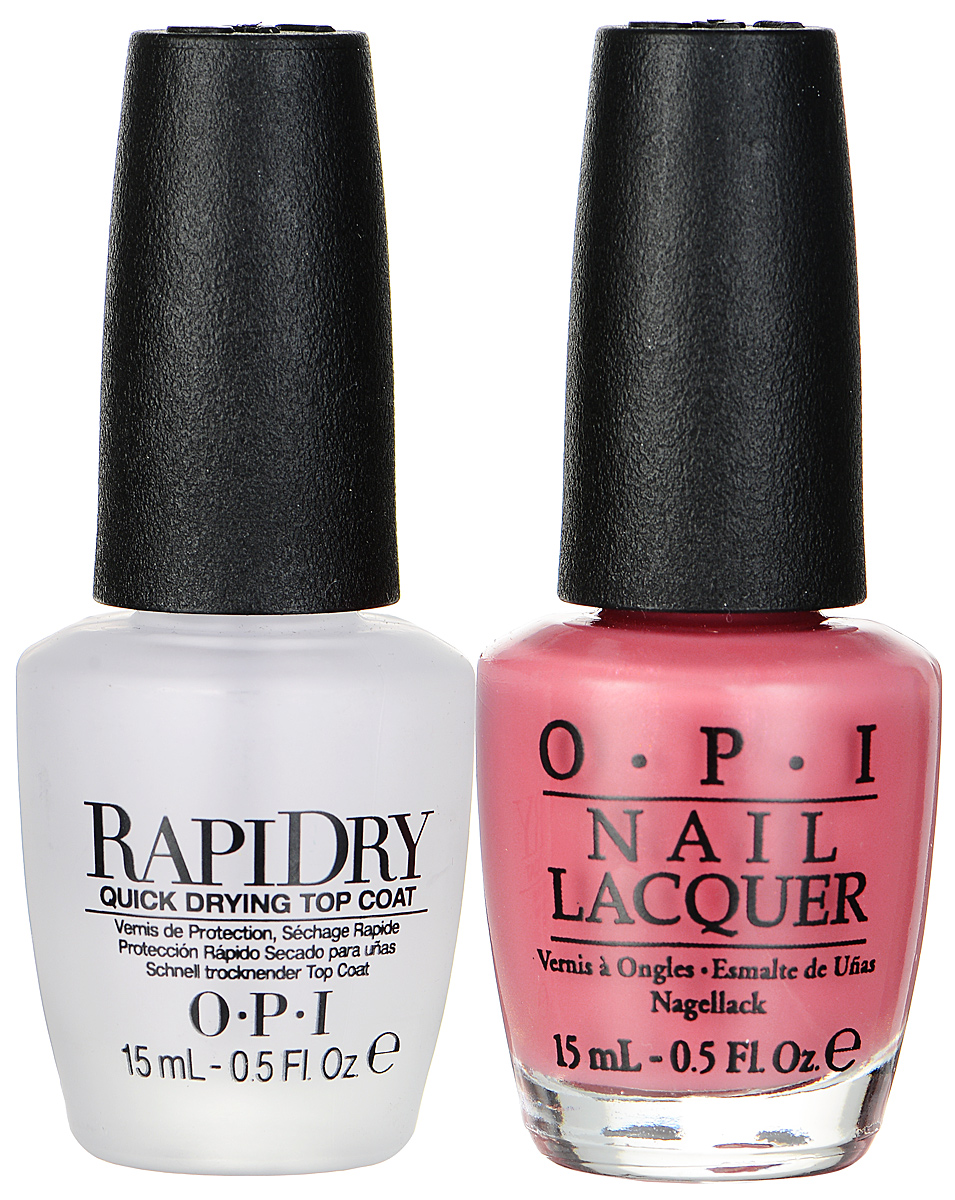 OPI Набор Best Color On-the-Go: лак для ногтей, тон My Address is Hollywood, верхнее покрытие RapiDry Top Coat, быстросохнущее, 2 х 15 млSRG05 OPI Набор Best Color On-the-Go: лак для ногтей, тон My Address is Hollywood, верхнее покрытие RapiDry Top Coat, быстросохнущее, 2 х 15 млSRG05В состав набор OPI Best Color On-the-Go входят: лак для ногтей My Address is Hollywood и быстросохнущее верхнее покрытие RapiDry Top Coat, которое следует наносить после нанесения лака на ногти. Средство используется для быстрого высушивания лака и придания ослепительного блеска. Разглаживает все неровности свеженанесенного лака, защищает от пожелтения. Точно рассчитанная длина и диаметр колпачка, который не скользит в руках, делает его удобным для любого размера и формы пальцев. Уплотненное дно придает флакону устойчивость. Каждый флакон лака для ногтей отличает эксклюзивная кисточка ProWide для идеально точного нанесения лака на ногти. Товар сертифицирован.
