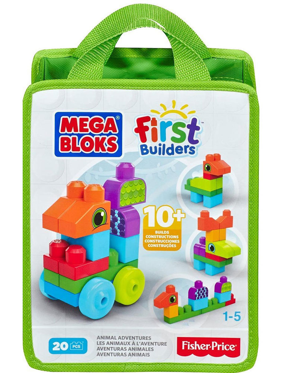 Mega Bloks First Builders Конструктор Приключения животныхCNH08_CNH10 Mega Bloks First Builders Конструктор Приключения животныхCNH08_CNH10С набором обучающих конструкторов First Builders маленькие строители будут увлечены длительное время. Элементы конструктора сделаны специально для маленьких ручек. Ваш маленький строитель может по своему вкусу собирать различных животных, используя элементы различной формы и цвета. После игры элементы конструктора можно сложить в удобную сумку на молнии. Конструктор идеально подходит для детей от 1 до 5 лет. Порадуйте своего малыша таким прекрасным подарком!