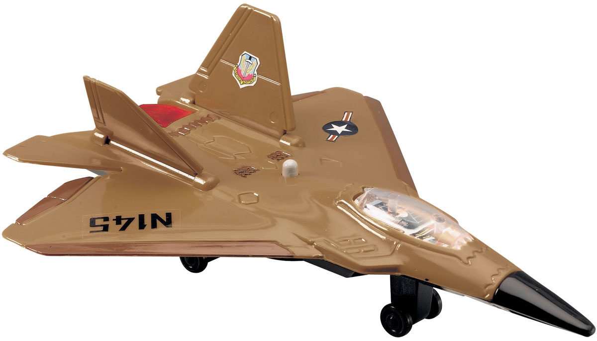 Dickie Toys Истребитель цвет коричневый3553006_коричневый Dickie Toys Истребитель цвет коричневый3553006_коричневыйИстребитель Dickie является миниатюрной копией настоящего истребителя. Игрушка, изготовленная из прочного пластика, порадует вашего малыша. Истребитель снабжен двумя шасси и двумя ракетами для запуска. При нажатии кнопки на корпусе слышны реалистичные звуки взлетающего и садящегося истребителя. Порадуйте своего ребенка таким замечательным подарком. Рекомендуется докупить 2 батарейки типа LR41 (товар комплектуется демонстрационными).