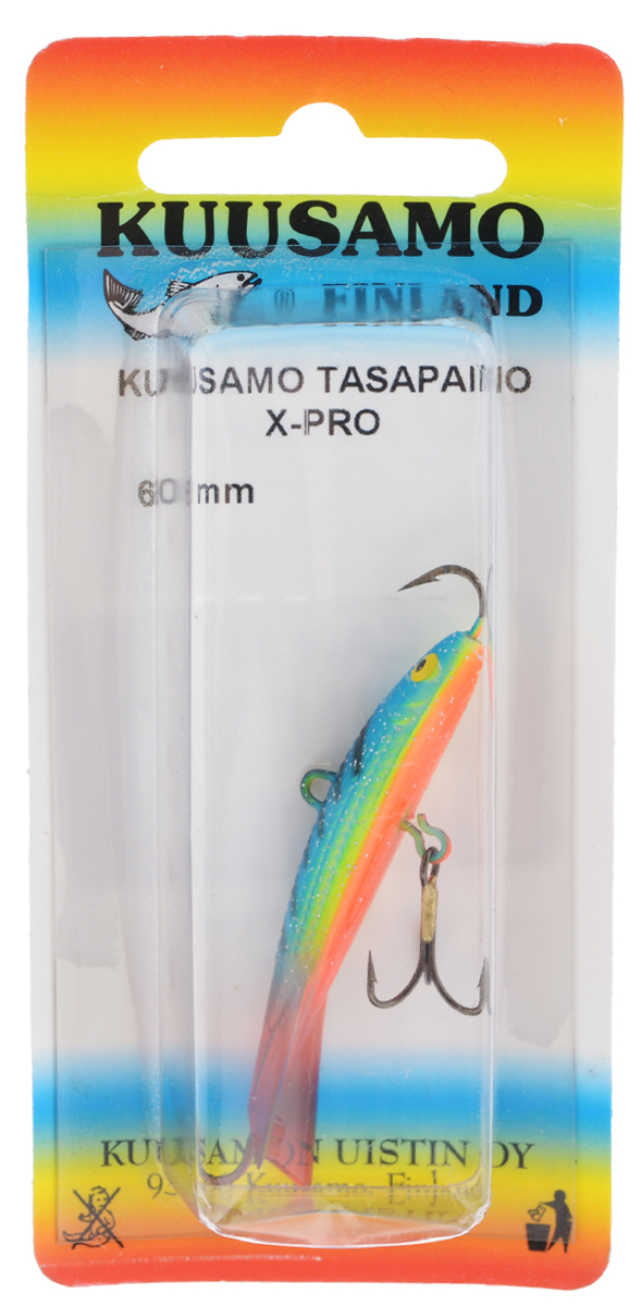 Балансир Kuusamo Tasapaino X-Pro, с тройником, цвет: голубой, желтый, оранжевый, 6 см54061 Балансир Kuusamo Tasapaino X-Pro, с тройником, цвет: голубой, желтый, оранжевый, 6 см54061Kuusamo Tasapaino X-Pro - это классический балансир, проверенный временем. Запатентованный хвостик слит воедино с телом приманки, в разы увеличивая прочность конструкции. Балансир Kuusamo Tasapaino X-Pro отлично подойдет для ловли окуня, судака, берша и щуки. Новый силуэт придал балансиру дополнительную динамику и отзывчивость при проводке. Изделие комплектуется одинарными крючками и подвесным тройником.