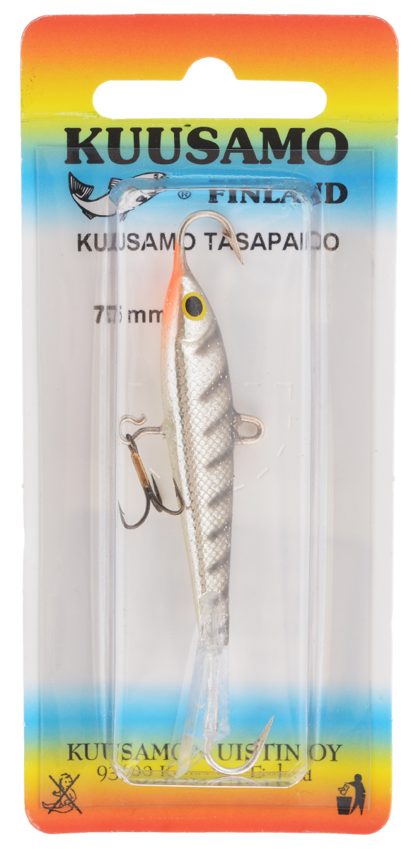 Балансир Kuusamo Tasapaino, с тройником, цвет: черный, серебряный, оранжевый, 7,5 см54075 Балансир Kuusamo Tasapaino, с тройником, цвет: черный, серебряный, оранжевый, 7,5 см54075Kuusamo Tasapaino - это классический балансир, проверенный временем. Традиционно высокое качество изготовления гарантирует улов. Балансир Kuusamo Tasapaino отлично подойдет для ловли окуня, судака, берша и щуки. Изделие комплектуется одинарными крючками и подвесным тройником.