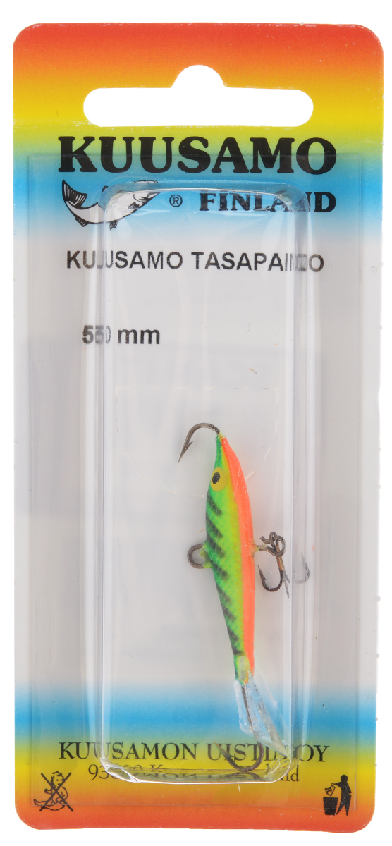 Балансир Kuusamo Tasapaino, с тройником, цвет: зеленый, желтый, оранжевый, 5 см54029 Балансир Kuusamo Tasapaino, с тройником, цвет: зеленый, желтый, оранжевый, 5 см54029Kuusamo Tasapaino - это классический балансир, проверенный временем. Традиционно высокое качество изготовления гарантирует улов. Балансир Kuusamo Tasapaino отлично подойдет для ловли окуня, судака, берша и щуки. Изделие комплектуется одинарными крючками и подвесным тройником.