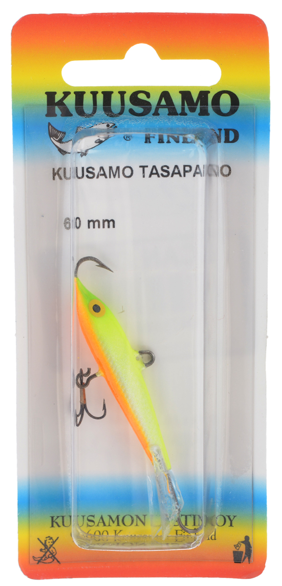 Балансир Kuusamo Tasapaino, с тройником, цвет: желтый, белый, оранжевый, 6 см54039 Балансир Kuusamo Tasapaino, с тройником, цвет: желтый, белый, оранжевый, 6 см54039Kuusamo Tasapaino - это классический балансир, проверенный временем. Традиционно высокое качество изготовления гарантирует улов. Балансир Kuusamo Tasapaino отлично подойдет для ловли окуня, судака, берша и щуки. Изделие комплектуется одинарными крючками и подвесным тройником.