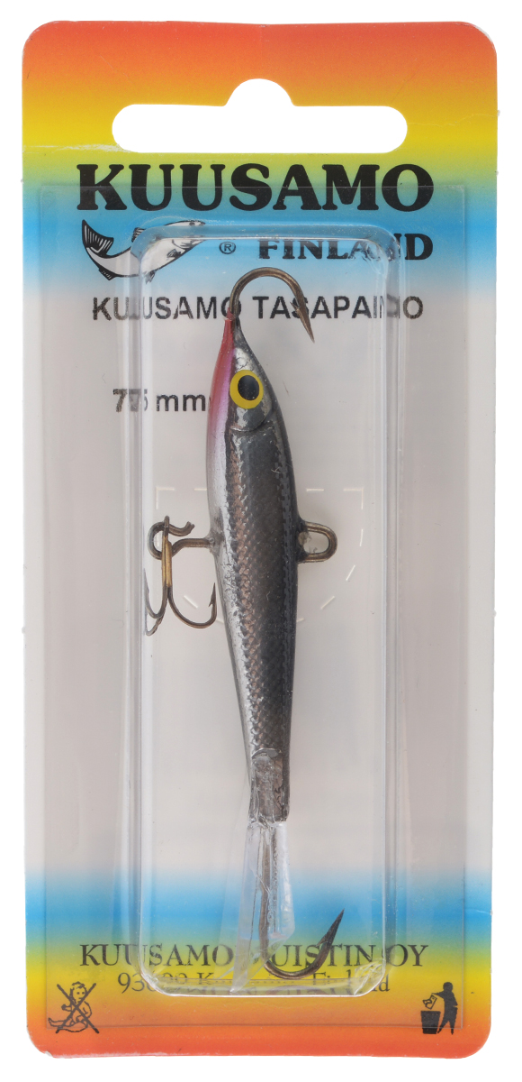 Балансир Kuusamo Tasapaino, с тройником, цвет: черный, серебряный, 7,5 см54073 Балансир Kuusamo Tasapaino, с тройником, цвет: черный, серебряный, 7,5 см54073Kuusamo Tasapaino - это классический балансир, проверенный временем. Традиционно высокое качество изготовления гарантирует улов. Балансир Kuusamo Tasapaino отлично подойдет для ловли окуня, судака, берша и щуки. Изделие комплектуется одинарными крючками и подвесным тройником.