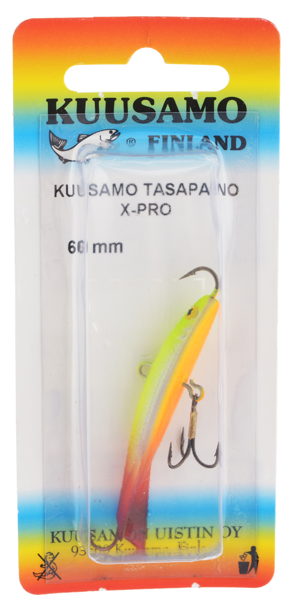 Балансир Kuusamo Tasapaino X-Pro, с тройником, цвет: желтый, белый, красный, 6 см54298 Балансир Kuusamo Tasapaino X-Pro, с тройником, цвет: желтый, белый, красный, 6 см54298Kuusamo Tasapaino X-Pro - это классический балансир, проверенный временем. Запатентованный хвостик слит воедино с телом приманки, в разы увеличивая прочность конструкции. Балансир Kuusamo Tasapaino X-Pro отлично подойдет для ловли окуня, судака, берша и щуки. Новый силуэт придал балансиру дополнительную динамику и отзывчивость при проводке. Изделие комплектуется одинарными крючками и подвесным тройником.