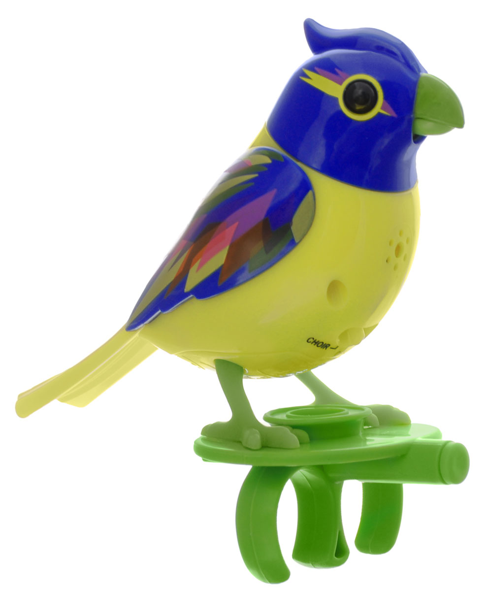 DigiBirds Интерактивная игрушка Птичка Brazil88286_желтый, синий DigiBirds Интерактивная игрушка Птичка Brazil88286_желтый, синийИнтерактивная игрушка Птичка DigiBirds Brazil - это забавная интерактивная игрушка, которая займет малыша на длительное время. Птичка стоит на специальном свистке, который удобно держать на двух пальцах. Эта игрушка умеет выполнять разные действия: щебетать, петь песенки, при этом двигая головой и клювом. Если подуть на грудку птички, она начнет щебетать. Если подуть в свисток, птичка станет исполнять известную песенку. Игрушка воспроизводит свыше 55 музыкальных свистов. 2 режима работы игрушки: соло и хор. При переключении в режим хора можно последовательно подсоединять птичек к главной, в результате они будут вместе исполнять песенки вслед за главной птичкой и щебетать друг с другом. Игрушка развивает музыкальный слух, любовь к музыке и животным. Для работы игрушки необходимы 3 батарейки напряжением 1,5V типа AG13/LR44 (товар комплектуется демонстрационными).