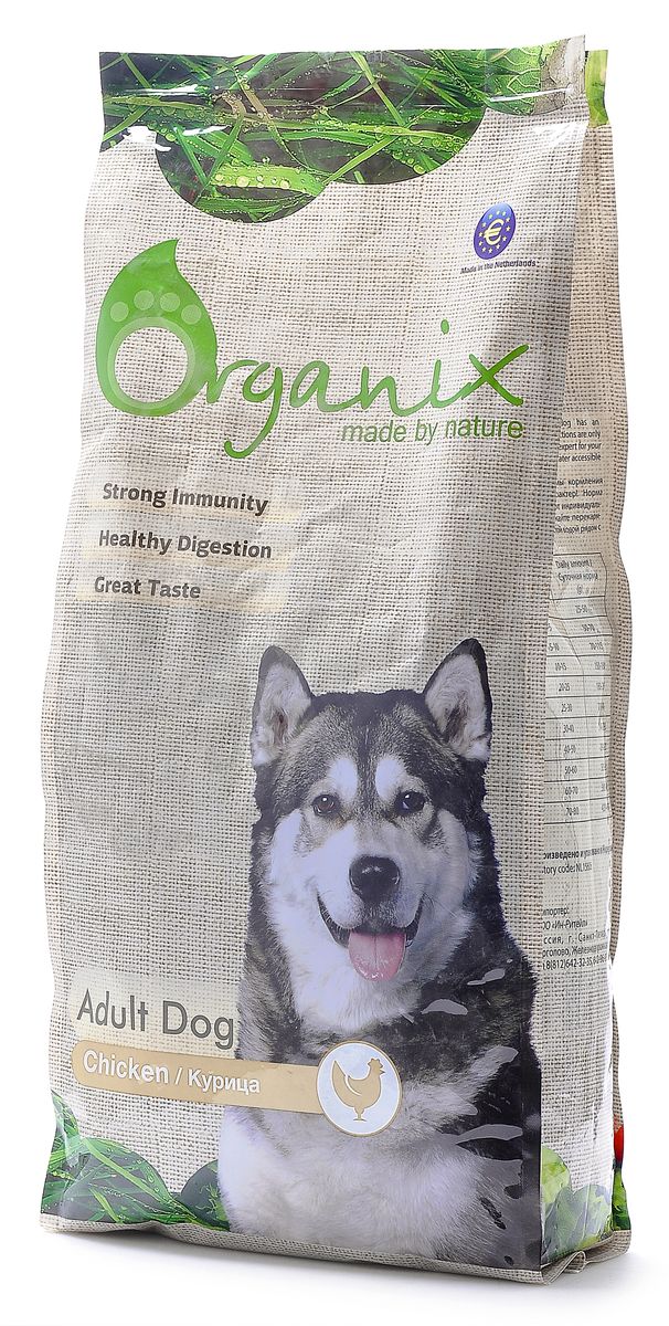 Organix Для взрослых собак с курицей и цельным рисом (Adult Dog Chicken), 12 кг19332 Organix Для взрослых собак с курицей и цельным рисом (Adult Dog Chicken), 12 кг19332Organix НЕ содержит никаких искусственных добавок и ГМО, а так же пшеницу, сою и субпродукты! Зато содержит много полезных и питательных веществ для укрепления здоровья вашего четвероногого друга! Дополнительный источник клетчатки в виде свеклы улучшает работу ЖКТ. Пивные дрожжи сделают шерсть блестящей, а кожу здоровой. Сбалансированный комплекс витаминов и минералов и льняное семя способствуют укреплению иммунитета. Входящие в состав хондроитин и глюкозамин позаботятся о костях и суставах вашего любимца! Содержит лецитин для здоровья печени. Инулин нормализует микрофлору кишечника. Состав: дегидрированное мясо курицы, маис, рис, мякоть свеклы (для улучшения работы ЖКТ), рыбная мука, кэроб, куриный жир, семена льна, гидролизованная куриная печень, витамины и минералы, пивные дрожжи (источник здоровья шерсти и кожи), лецитин. Гарантированный анализ: Белки 25 %,Жиры 15 %, Клетчатка 2,5 % ,Зола 7 %,Влажность 9 %,Фосфор 1 %,Кальций 1,2 %. Витамины: Витамин A 14 000 IU/kg, Витамин...