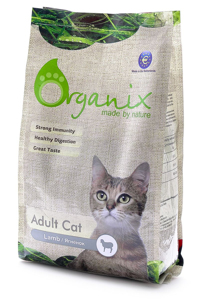 Organix Гипоаллергенный корм для кошек с ягненком (Adult Cat Lamb), 7,5 кг24641 Organix Гипоаллергенный корм для кошек с ягненком (Adult Cat Lamb), 7,5 кг24641Organix НЕ содержит никаких искусственных добавок и ГМО, а так же пшеницу, сою и субпродукты! Зато содержит много полезных и питательных веществ для укрепления здоровья вашего четвероногого друга! Дополнительный источник клетчатки в виде свеклы улучшает работу ЖКТ. Пивные дрожжи сделают шерсть блестящей, а кожу здоровой. Сбалансированный комплекс витаминов и минералов и льняное семя способствуют укреплению иммунитета. Входящие в состав хондроитин и глюкозамин позаботятся о костях и суставах вашего любимца! Содержит лецитин для здоровья печени. Инулин нормализует микрофлору кишечника. Состав: дегидрированное мясо ягненка, маис, цельный рис, куриный жир, гидролизованная куриная печень, рыбная мука, клетчатка, мякоть свеклы (для улучшения работы ЖКТ), пивные дрожжи (источник здоровья шерсти и кожи), яичный порошок, гидролизованные хрящи (источник хондроитина), гидролизат ракообразных (источник глюкозамина), рыбий жир, инулин (мин. 0,5% FOS), лецитин (мин. 0,5%), сульфат меди,...